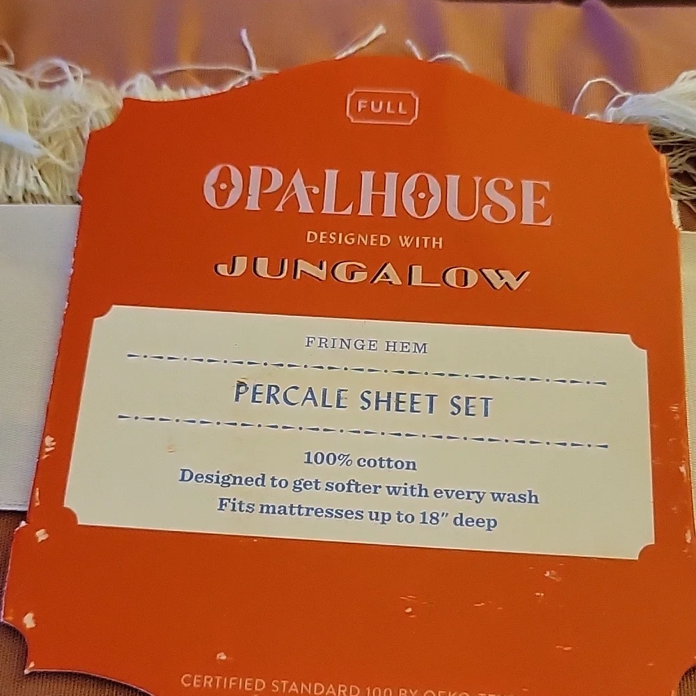 Opalhouse Jungalow solid coral Full percale fringe hem SheetSet 100% Cotton New…